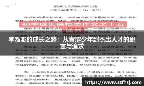 李泓澎的成长之路：从青涩少年到杰出人才的蜕变与追求